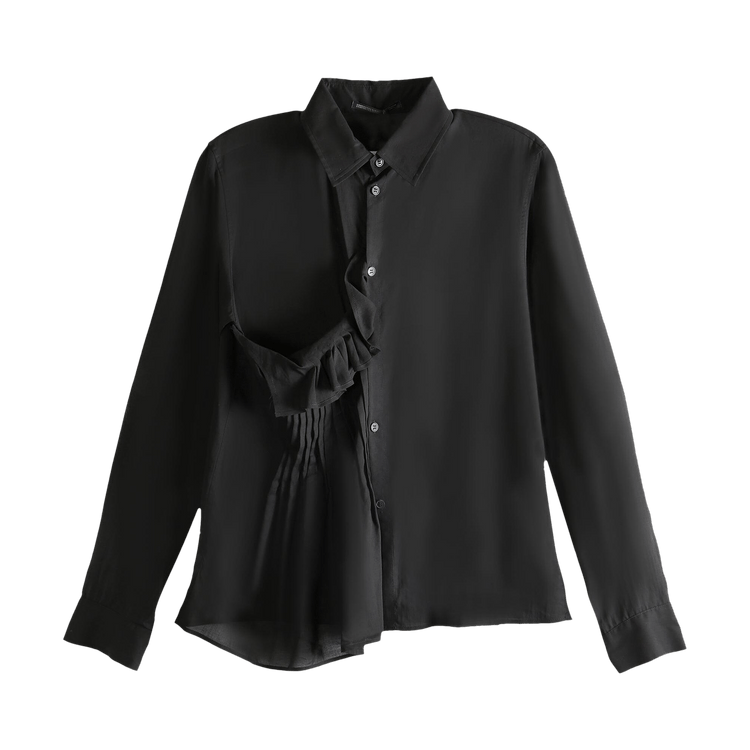 Yohji Yamamoto R Front Pintuck Blouse Top "Black"
