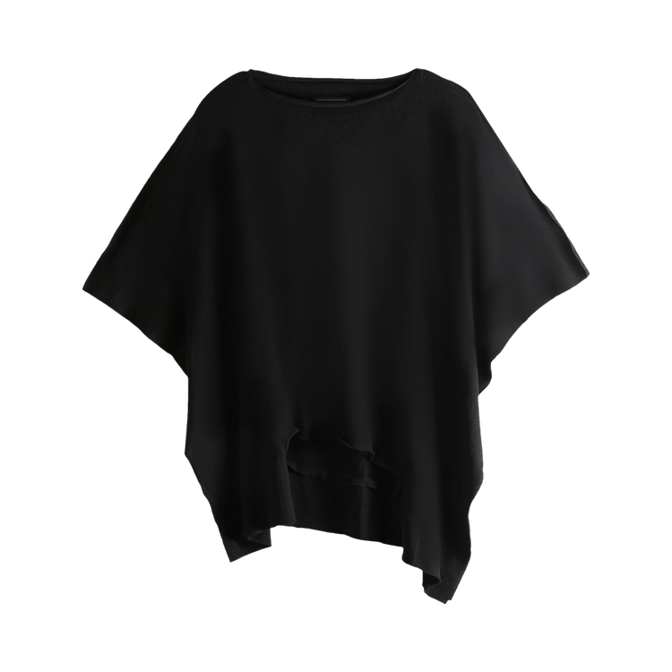 Y's Dolman Sleeve Ribbon Pullover Top 'Black'