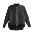 Tao Comme des Garçons Lace Trimmed Button Down Shirt "Black"