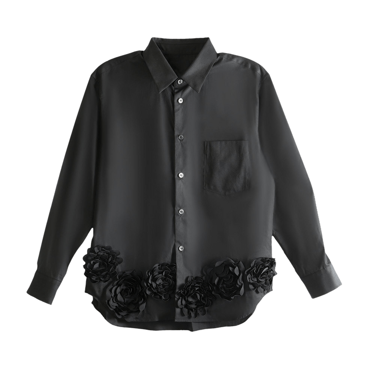 Tao Comme des Garçons Lace Trimmed Button Down Shirt "Black"