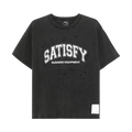 SATISFY MothTech Oversized Text T-Shirt "Aged Black"