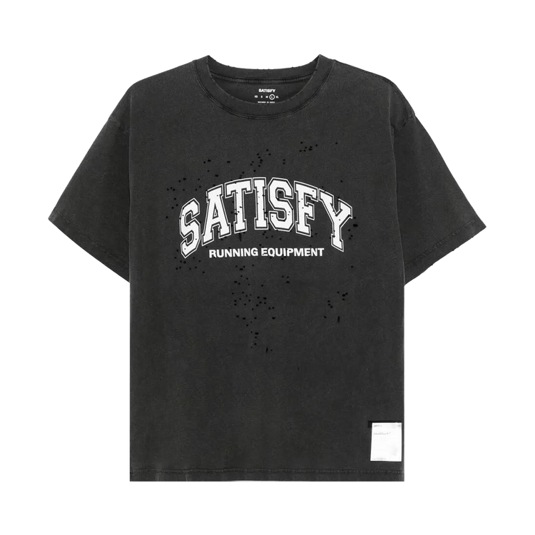 SATISFY MothTech Oversized Text T-Shirt "Aged Black"