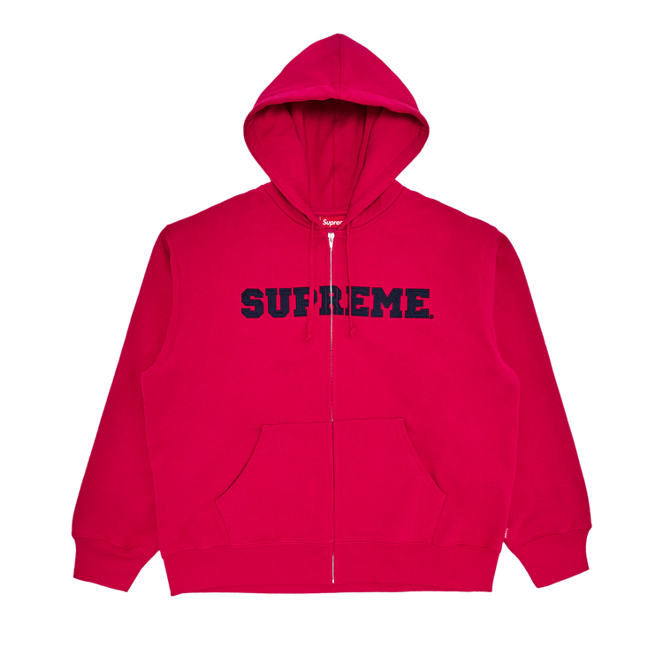 Supreme Collegiate Appliqué Zip Up Hooded Sweatshirt "Fuchsia"