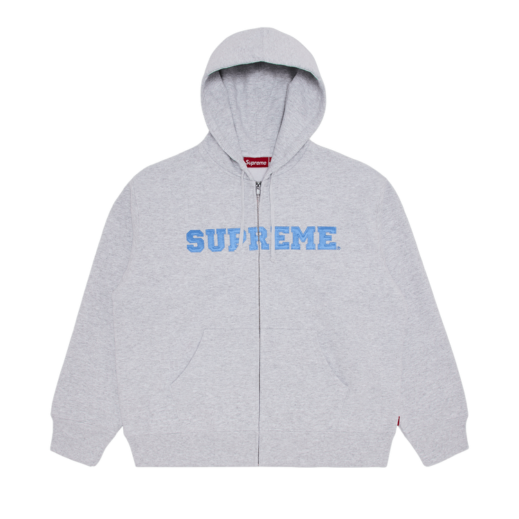 Supreme Collegiate Appliqué Zip Up Hooded Sweatshirt "Ash Grey"