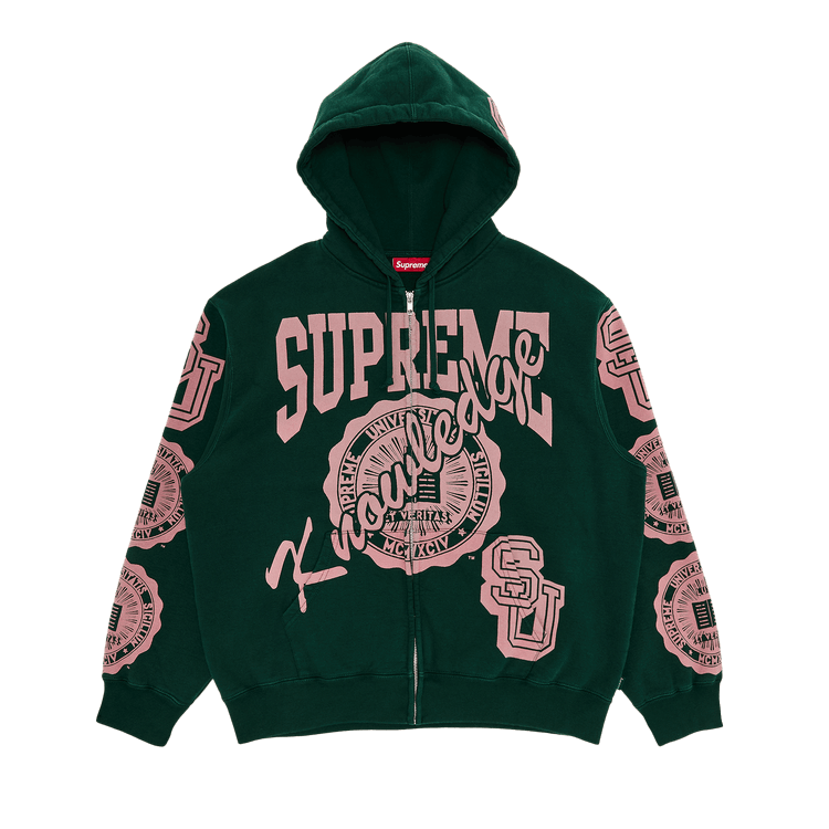 Supreme Knowledge Reigns Zip Up Hooded Sweatshirt "Dark Green"