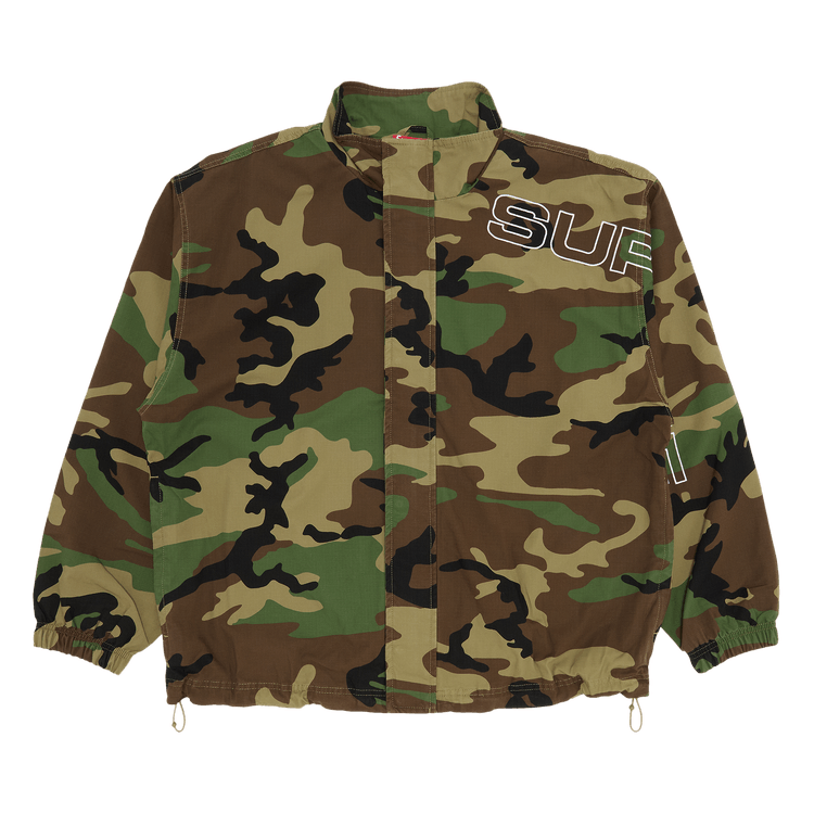 Supreme Spellout Embroidered Ripstop Track Jacket "Woodland Camo"