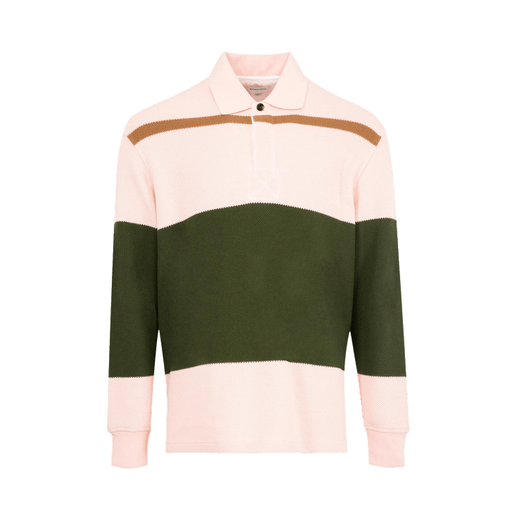 Bottega Veneta Jumbo Cotton Pique Stripe Polo "Camelia/Camo/Jute"