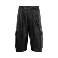 Nahmias Leather Pleated Cargo Shorts "Black"