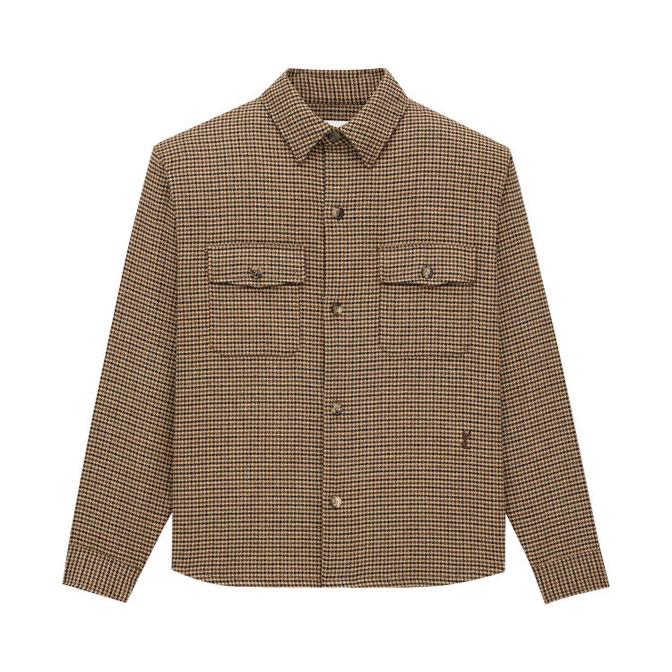 Saint Laurent Overshirt In Puppy Tooth "Beige/Marron/Noir"