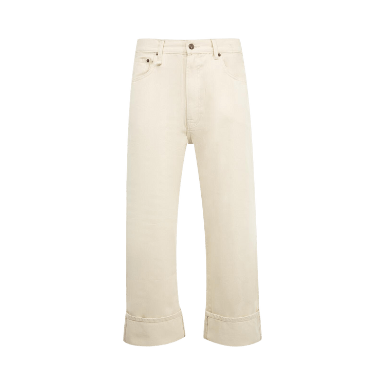R13 Cuffed X Boyfriend Jean "Bone White Selvedge"