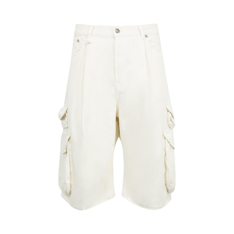 R13 Bermuda Cargo Short "White Slubby Twill"