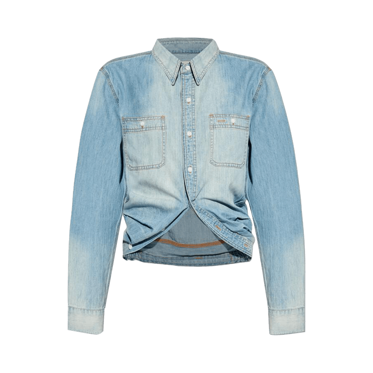 R13 Wrap Around Denim Work Shirt "River Blue"