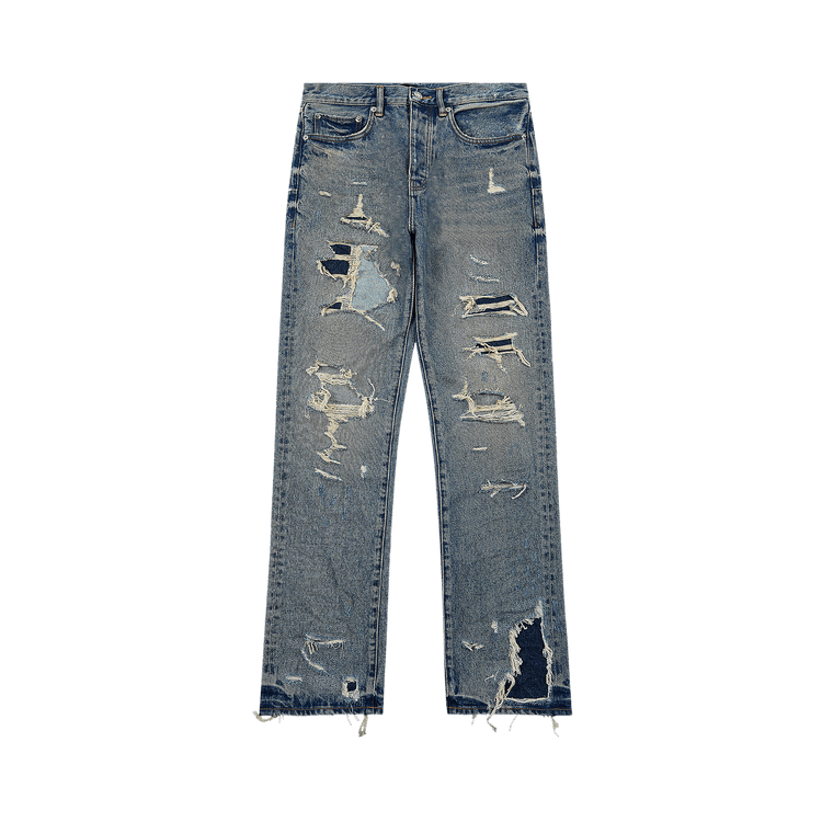 PURPLE BRAND Dirty Repair Blowout Denim "Blue"
