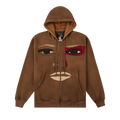 KidSuper Patchwork Face Zip Up Hoodie "Brown"