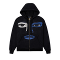 KidSuper Patchwork Face Zip Up Hoodie "Black"