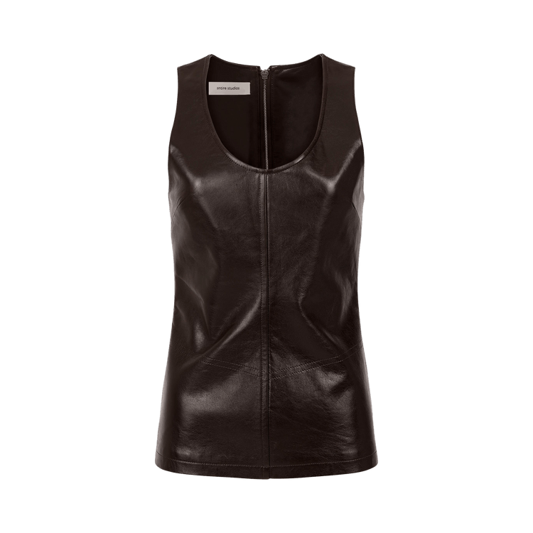 Entire Studios Leather Tank Top "Dark Brown"