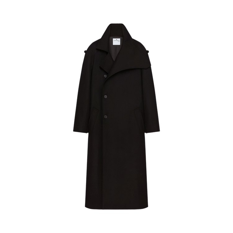 Courrèges Oblique Wool Maxi Trench Coat "Black"