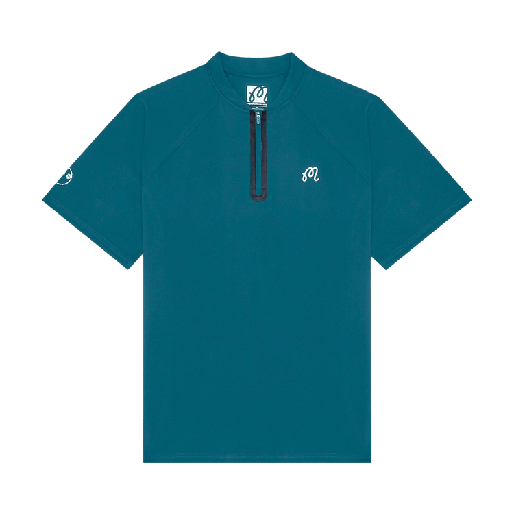 Malbon Performance Zip Blade Collar Polo "Azurra"