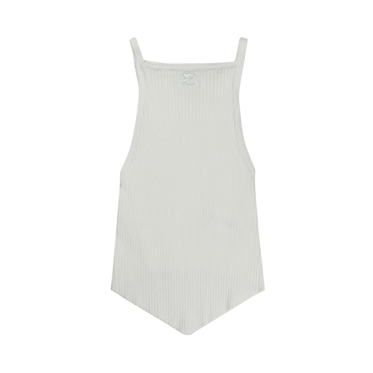 Courrèges Signature Pointy Rib Knit Top "Heritage White"