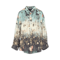 R13 Drop Neck Shirt "Dripped Black/Turpuoise Floral"
