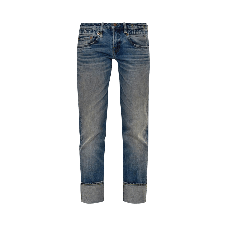 R13 Cuffed Boyfriend Jean "Estin Selvedge Blue"