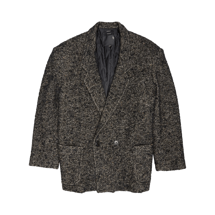 R13 Oversized Double Breasted Blazer "Black Herringbone"