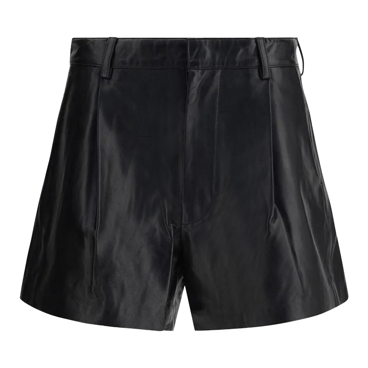 R13 Wide Leg Leather Shorts "Black"