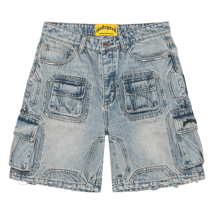 Godspeed Octagon Cargo Denim Shorts "Blue"