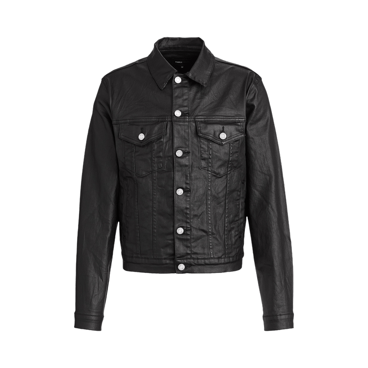 PURPLE BRAND Creased Film Trucker Jacket "Black"