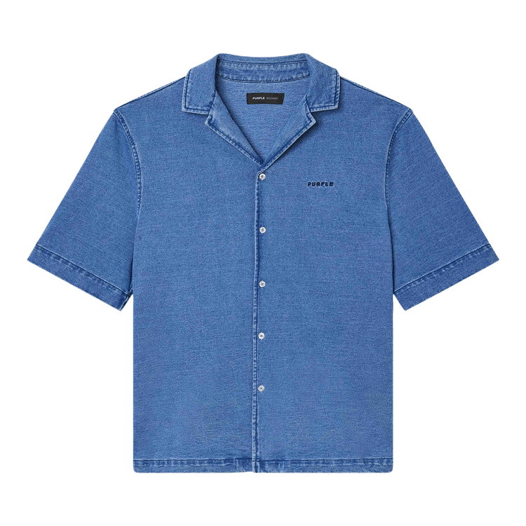 PURPLE BRAND Knit Camp Shirt "Blue"
