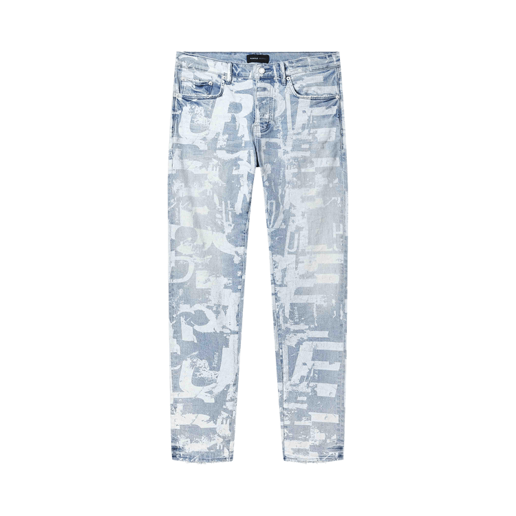 PURPLE BRAND Skinny Grunge Print Jean "Light Indigo"