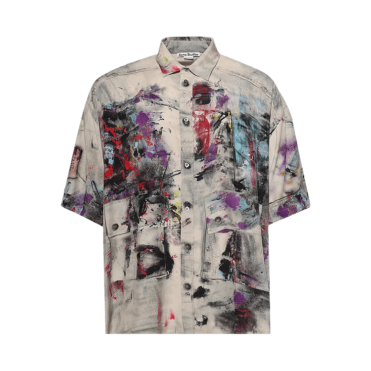 Acne Studios Button-Up Shirt Printed "Bho White"