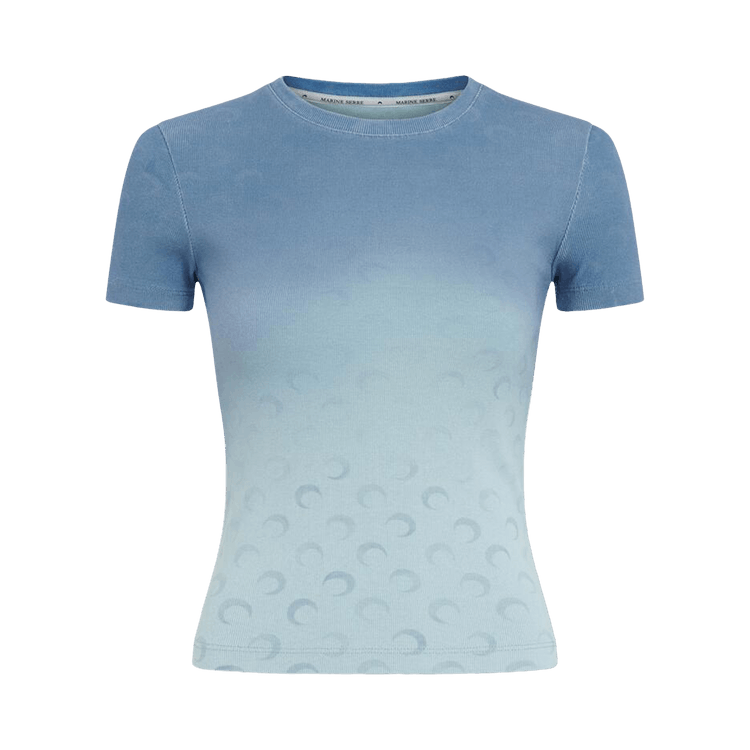 Marine Serre Moon Faded Jersey Baby Fit T-Shirt "Light Blue"