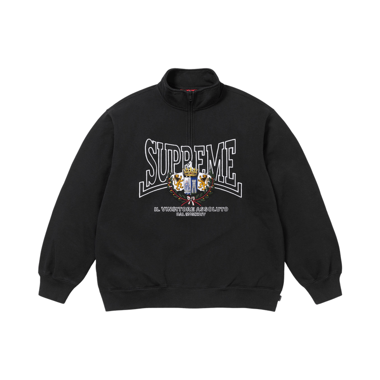 Supreme Crest Appliqué Half Zip Pullover "Black"