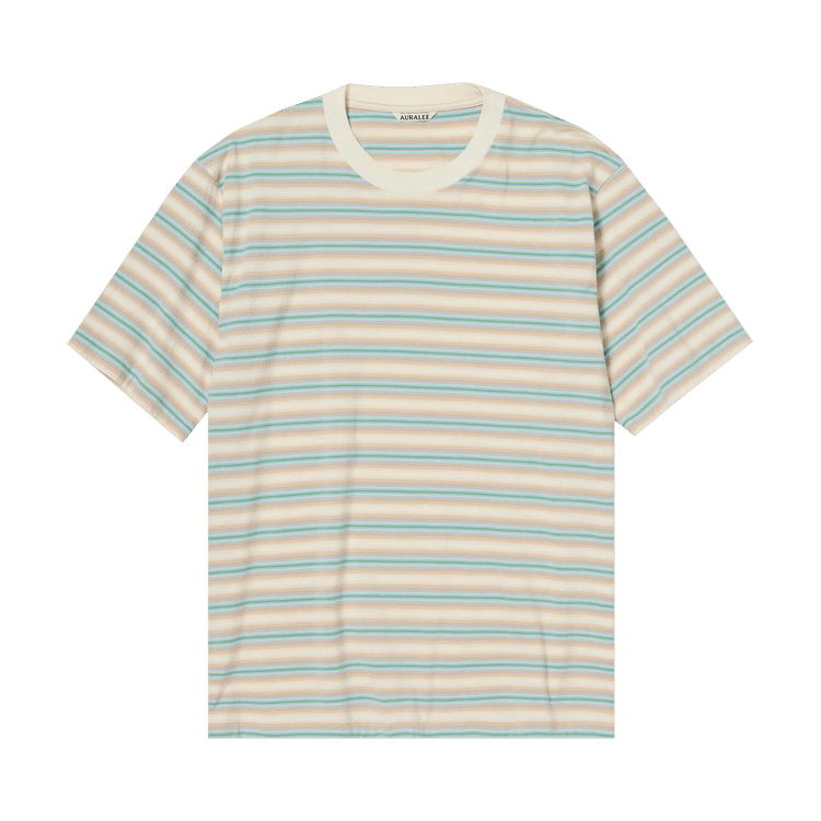 Auralee Gradient Stripe Jersey Tee "Fade Blue Stripe"