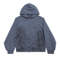 Balenciaga Back Zip Up Hoodie Regular Fit "Faded Dark Blue/Black"