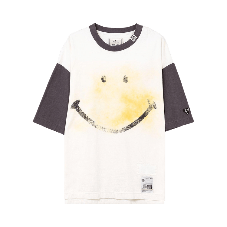 Maison Mihara Yasuhiro Smily Face Printed Ringer Tee "White"