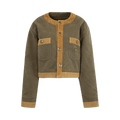 R13 Cord Trimmed Cropped Chore Jacket "Dusky Olive/Canvas Green"