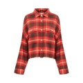 R13 Cropped Work Shirt "Red/Black/Cream Plaid"