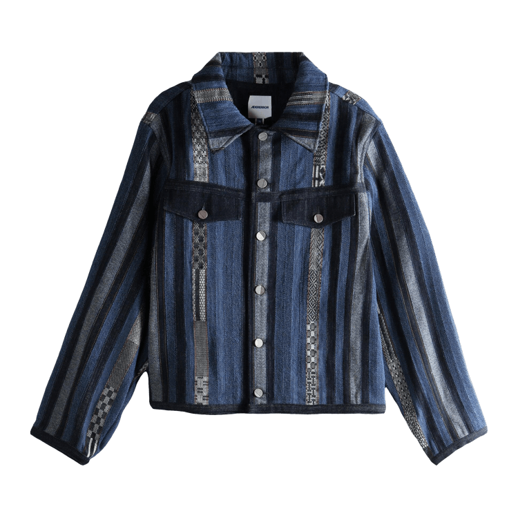 Ader Error Collared Striped Pattern Button Jacket "Blue"