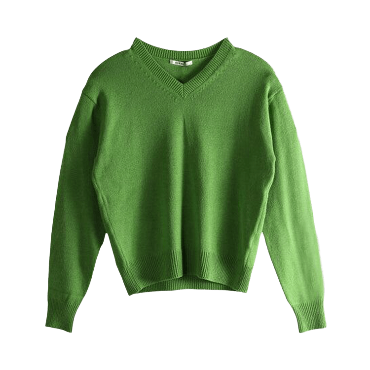 Auralee Light Cashmere Knit V-Neck Knitwear "Green"