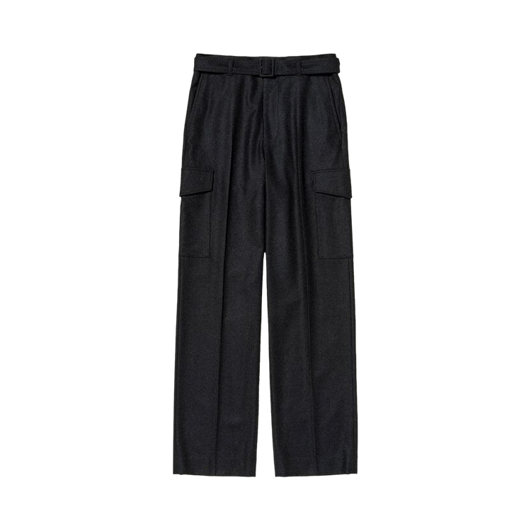 Auralee Wool Fulling Flannel Cargo Slacks "Charcoal"