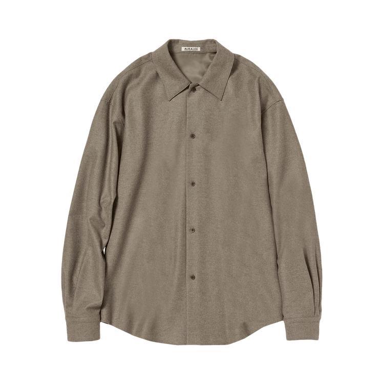 Auralee Wool Fulling Flannel Shirt "Brown"