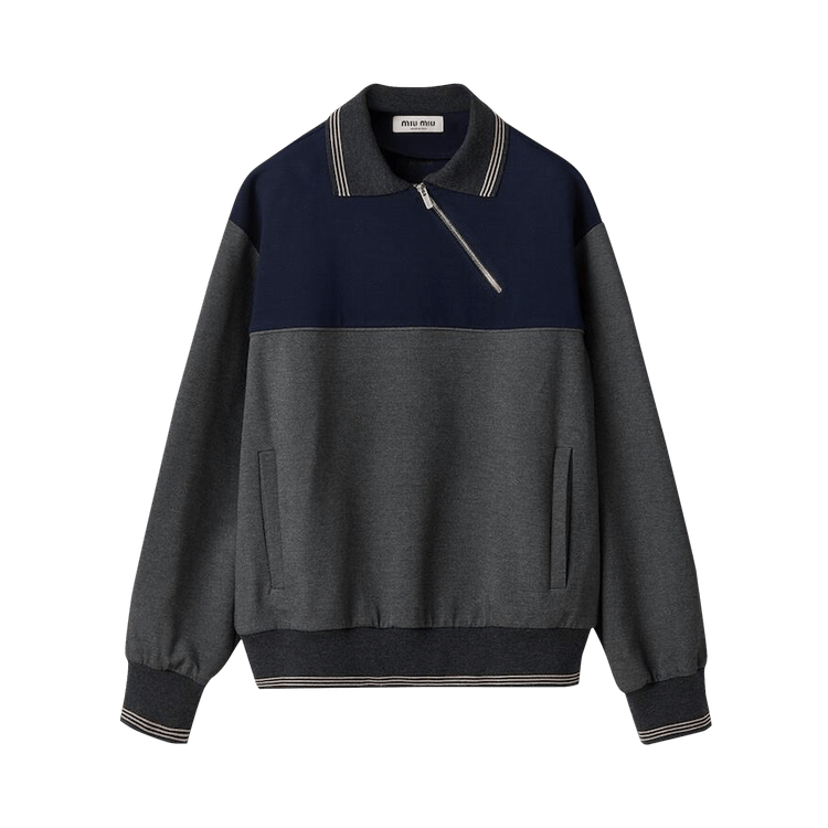 Miu Miu Zipper Sweatshirt "Anthracite/Grey Blue"