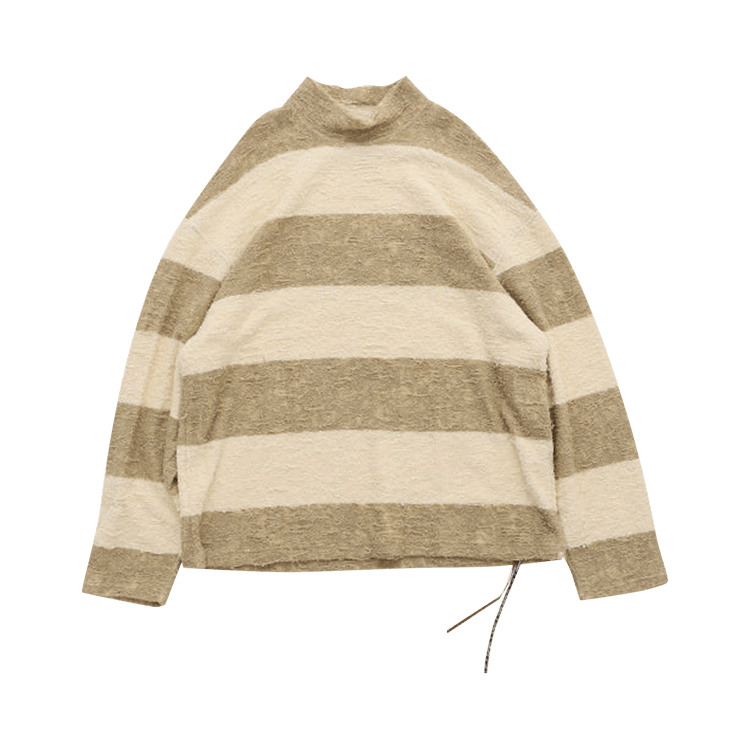 Mastermind World Damage Stripe Mock Neck Tee "Camel/Beige"