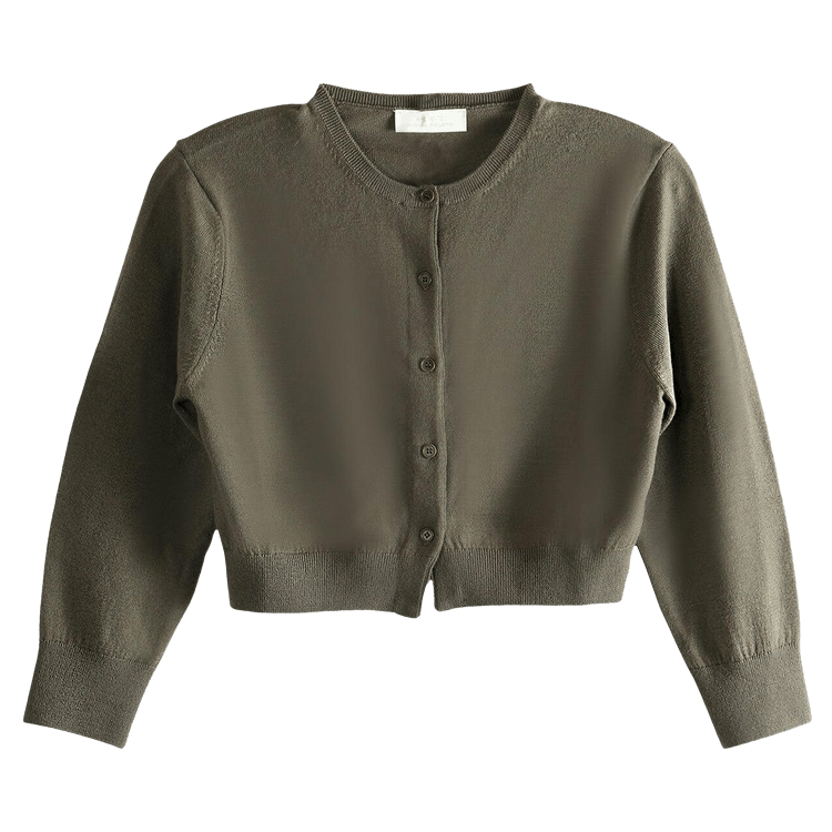 Amomento Round Neck Crop Cardigan "Brown"