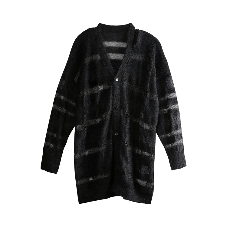 Yohji Yamamoto Damaged Stripe Cardigan "Black"