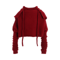Yohji Yamamoto Cropped Po W/Arm Warmers Hoodie "Red"