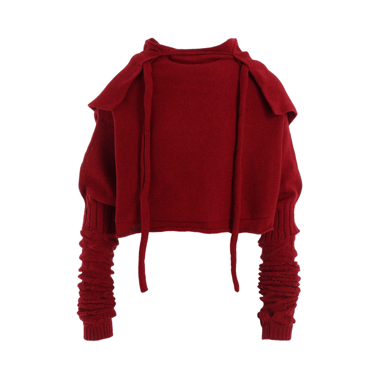 Yohji Yamamoto Cropped Po W/Arm Warmers Hoodie "Red"