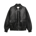 Studio Nicholson Leather Bomber Jacket "Black"